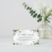 Dusty Blue Greenery Wedding Online RSVP-kaarten Visitekaartje (Staand voorkant)