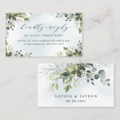 Dusty Blue Greenery Wedding Online RSVP-kaarten Visitekaartje (Voorkant / Achterkant)