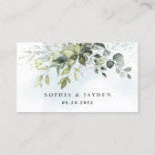 Dusty Blue Greenery Wedding Online RSVP-kaarten Visitekaartje (Achterkant)