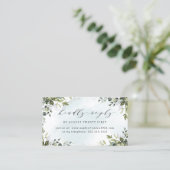 Dusty Blue Greenery Wedding Online RSVP-kaarten Visitekaartje (Staand voorkant)