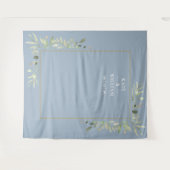 Dusty Blue Greenery Wedding Photo Booth Backdrop Wandkleed (Voorkant (horizontaal))