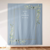 Dusty Blue Greenery Wedding Photo Booth Backdrop Wandkleed