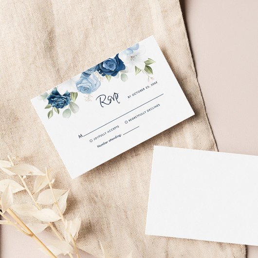 Dusty Blue Greenery Wedding RSVP Informatiekaartje
