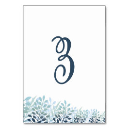 Dusty Blue Greenery Wedding Table Number Card Kaart