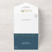 Dusty Blue Greenery White Pumpkin Fall Wedding All In One Uitnodiging (Buitenkant)