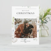 Dusty blue greenery wintersneeuw kerstfoto (Staand voorkant)