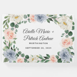 Dusty Blue Grey Blush Pink Peach Floral Wedding Gastenboek