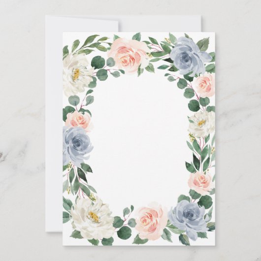 Dusty Blue Grey Blush Pink Peach Floral Wedding Kaart (Achterkant)
