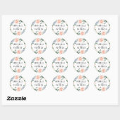 Dusty Blue Grey Blush Pink Peach Floral Wedding Ronde Sticker (Vel)