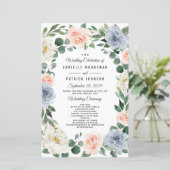 Dusty Blue Grey Blush Pink Peach Wedding Programs (Staand voorkant)