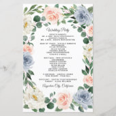 Dusty Blue Grey Blush Pink Peach Wedding Programs (Achterkant)