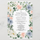 Dusty Blue Grey Blush Pink Peach Wedding Programs (Voorkant / Achterkant)