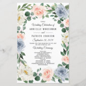 Dusty Blue Grey Blush Pink Peach Wedding Programs (Voorkant)