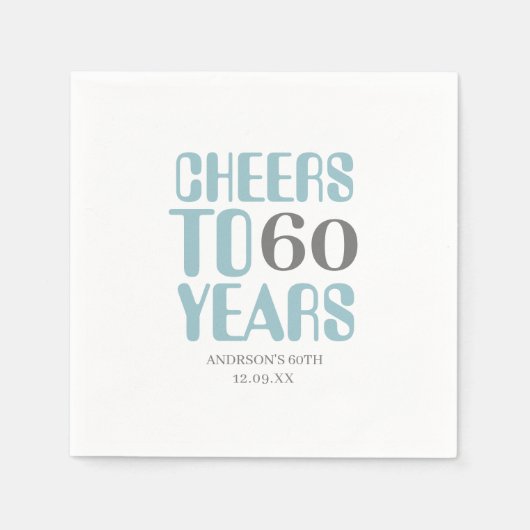 Dusty Blue Grey Cheers Milestone Verjaardag Servet (Voorkant)