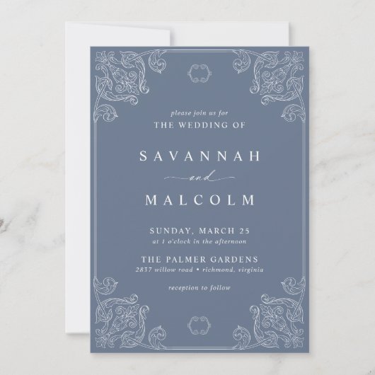 Dusty Blue Grey | Classic Wedding I Kaart (Voorkant)
