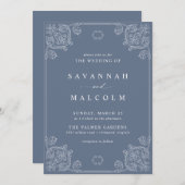 Dusty Blue Grey | Classic Wedding I Kaart (Voorkant / Achterkant)