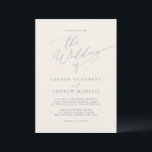 Dusty Blue Grey & Cream Wedding Invitation Kaart<br><div class="desc">Prachtige,  stoffige blauwe grijze minimalistische trouwuitnodiging met een crèmeachtergrond. Volledig aanpasbaar met namen,  datums,  locatie en kleuren die overeenkomen met uw trouwthema.</div>