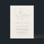 Dusty Blue Grey & Cream Wedding Invitation Kaart<br><div class="desc">Prachtige,  stoffige blauwe grijze minimalistische trouwuitnodiging met een crèmeachtergrond. Volledig aanpasbaar met namen,  datums,  locatie en kleuren die overeenkomen met uw trouwthema.</div>