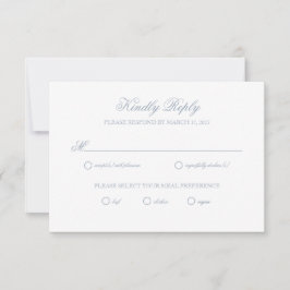 Dusty Blue Grey Crest Bruiloft RSVP Kaart