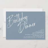 Dusty Blue Grey | Elegant script verjaardagsdiner Kaart (Voorkant)
