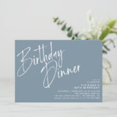 Dusty Blue Grey | Elegant script verjaardagsdiner Kaart (Staand voorkant)