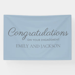 Dusty Blue Grey Elegant Script Verloving Spandoek