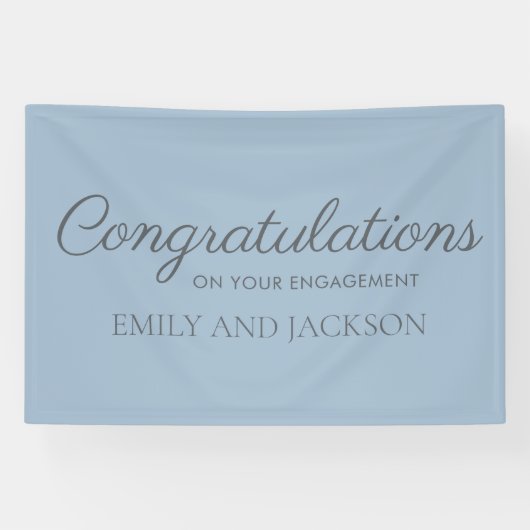 Dusty Blue Grey Elegant Script Verloving Spandoek (Horizontaal)
