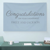 Dusty Blue Grey Elegant Script Verloving Spandoek (Beurs)