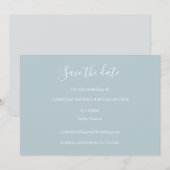 Dusty Blue Grey en White Save the Date Wedding Kaart (Voorkant / Achterkant)