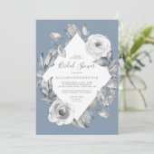 Dusty Blue Grey Floral Diamond Vrijgezellenfeest Kaart (Staand voorkant)