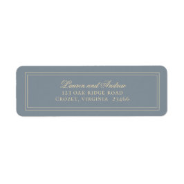 Dusty Blue-Grey & Gold Minimalist Return Address Etiket