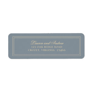 Dusty Blue-Grey & Gold Minimalist Return Address Etiket