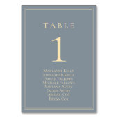 Dusty Blue-Grey met Gold Seating Chart Kaart (Achterkant)