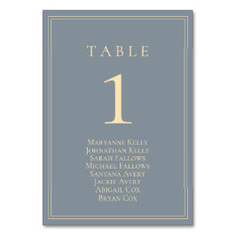 Dusty Blue-Grey met Gold Seating Chart Kaart