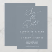 Dusty Blue Grey Minimalist Save the Date Kaart (Voorkant / Achterkant)