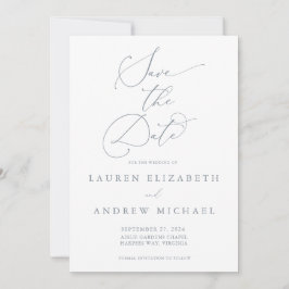 Dusty Blue Grey Minimalist Save the Date Kaart