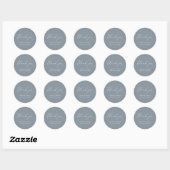 Dusty Blue Grey Minimalist Weddenschap Hartelijk d Ronde Sticker (Vel)