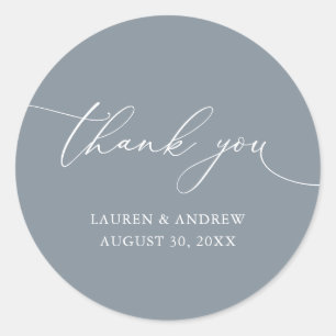 Dusty Blue Grey Minimalist Weddenschap Hartelijk d Ronde Sticker