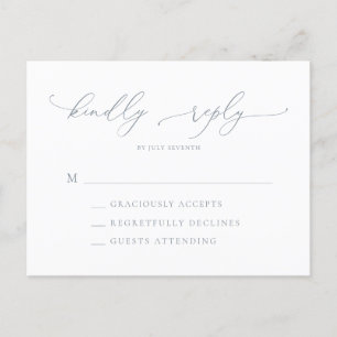 Dusty Blue Grey Minimalist Wedding RSVP Briefkaart