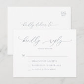 Dusty Blue Grey Minimalist Wedding RSVP Briefkaart (Voorkant / Achterkant)