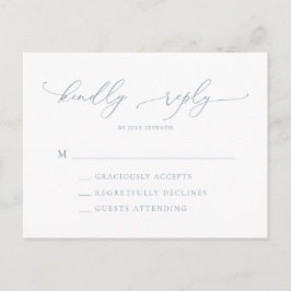 Dusty Blue Grey Minimalist Wedding RSVP Briefkaart