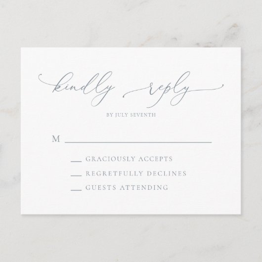 Dusty Blue Grey Minimalist Wedding RSVP Briefkaart (Voorkant)