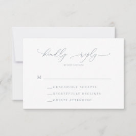 Dusty Blue Grey Minimalist Wedding RSVP Kaart
