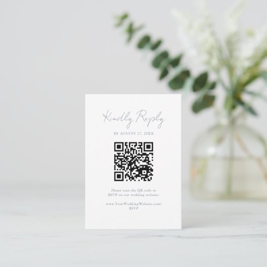 Dusty Blue Grey Modern Wedding RSVP Reageer Informatiekaartje (Staand voorkant)