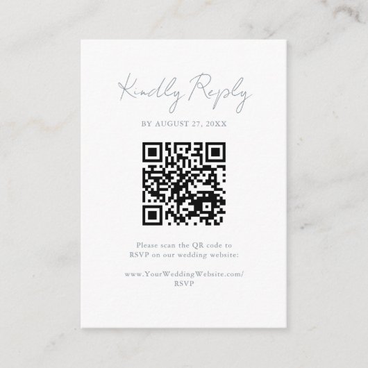 Dusty Blue Grey Modern Wedding RSVP Reageer Informatiekaartje (Voorkant)