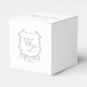 Dusty Blue Grey Monogram Crest Bedankdoosjes (Voorkant Zijde)