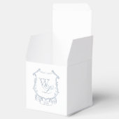 Dusty Blue Grey Monogram Crest Bedankdoosjes (Geopend)