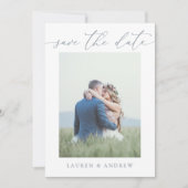 Dusty Blue Grey Save the Date Photo Afbeelding Kaa Kaart (Voorkant)