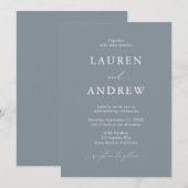 Dusty Blue Grey Simple Minimalist 1 Wedding Kaart (Voorkant / Achterkant)