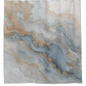 Dusty Blue Grey Tan Beige Abstract Douchegordijn (Voorkant)